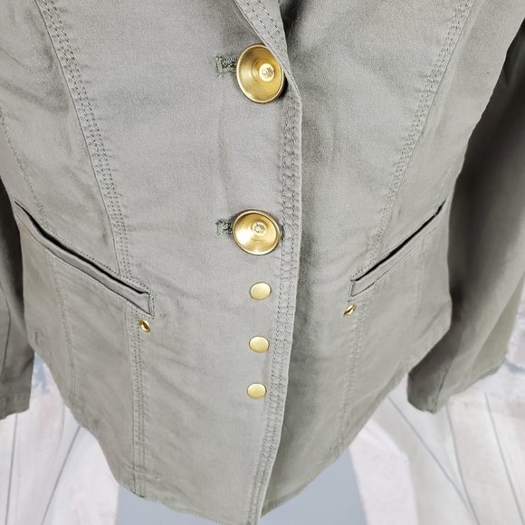 Chico's Cotton Jacket Blazer Olive Size 1 (8/10 M) - Picture 4 of 15